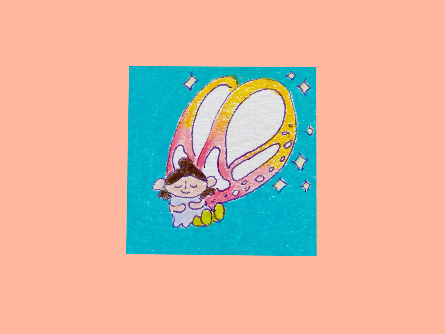 Peach Fairy Original Art | Cute Original Art |Mini Artwork