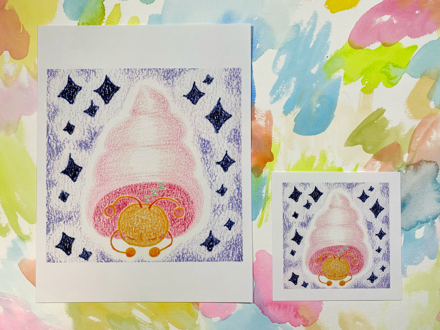 Sleepy Shell Art Print | Cute Art Print