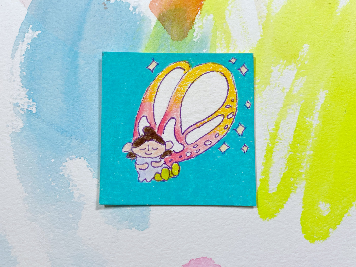 Peach Fairy Original Art | Cute Original Art |Mini Artwork
