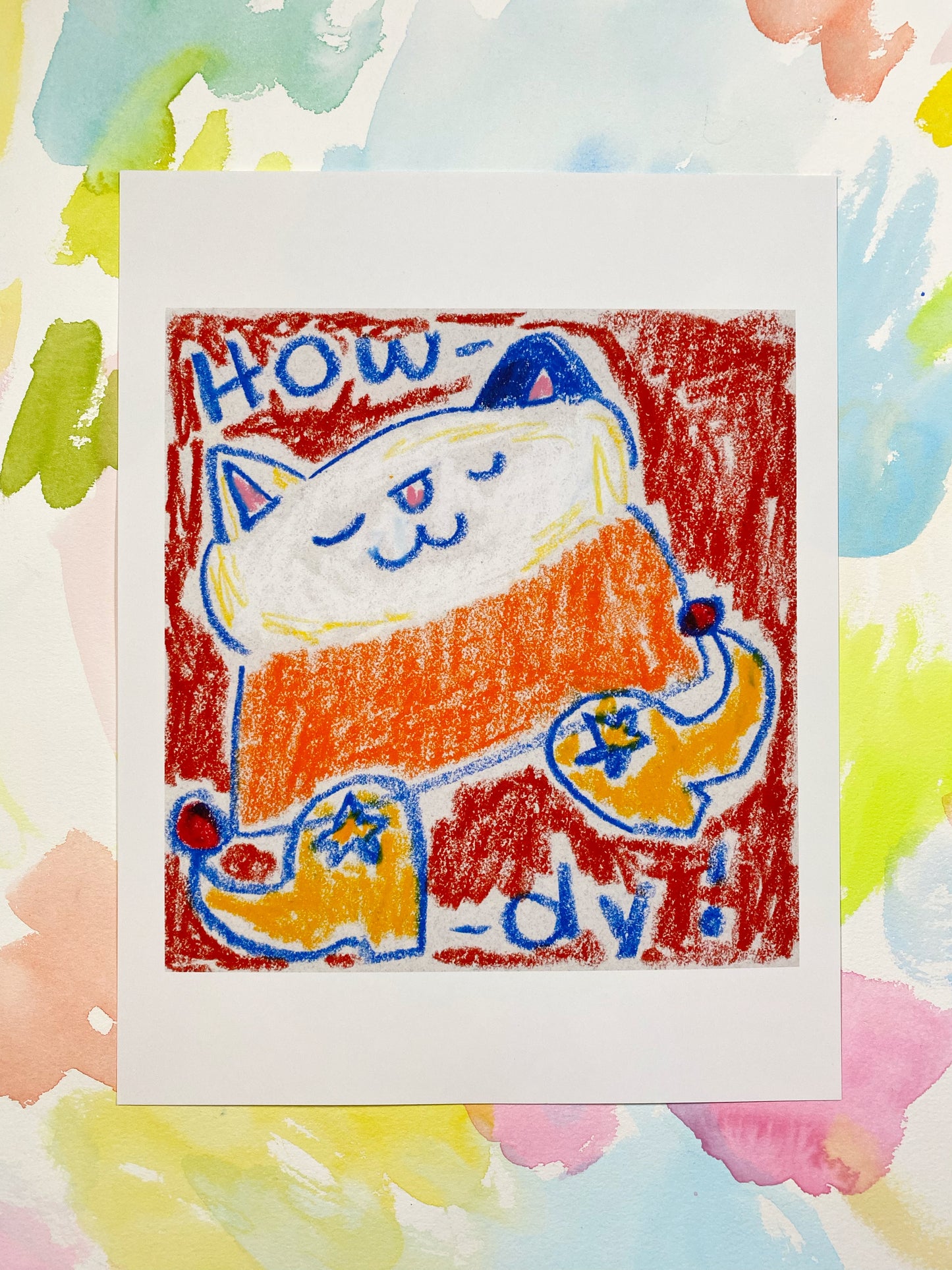 Howdy Cat Art Print | Cute Art Print