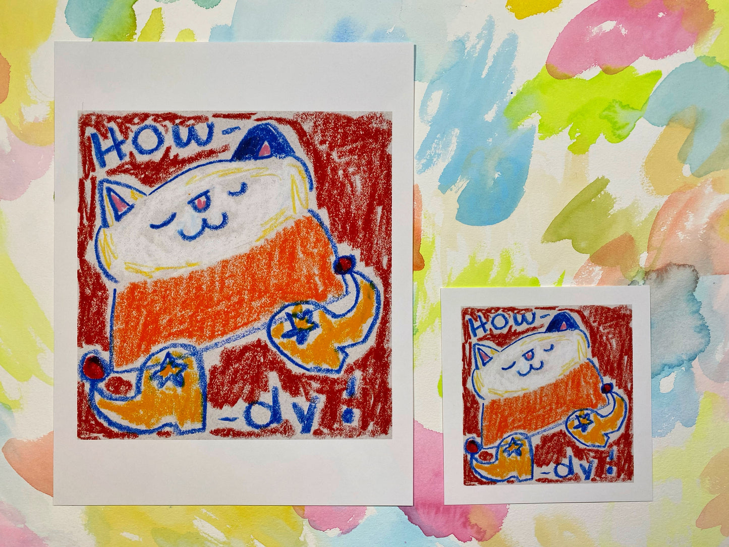 Howdy Cat Art Print | Cute Art Print