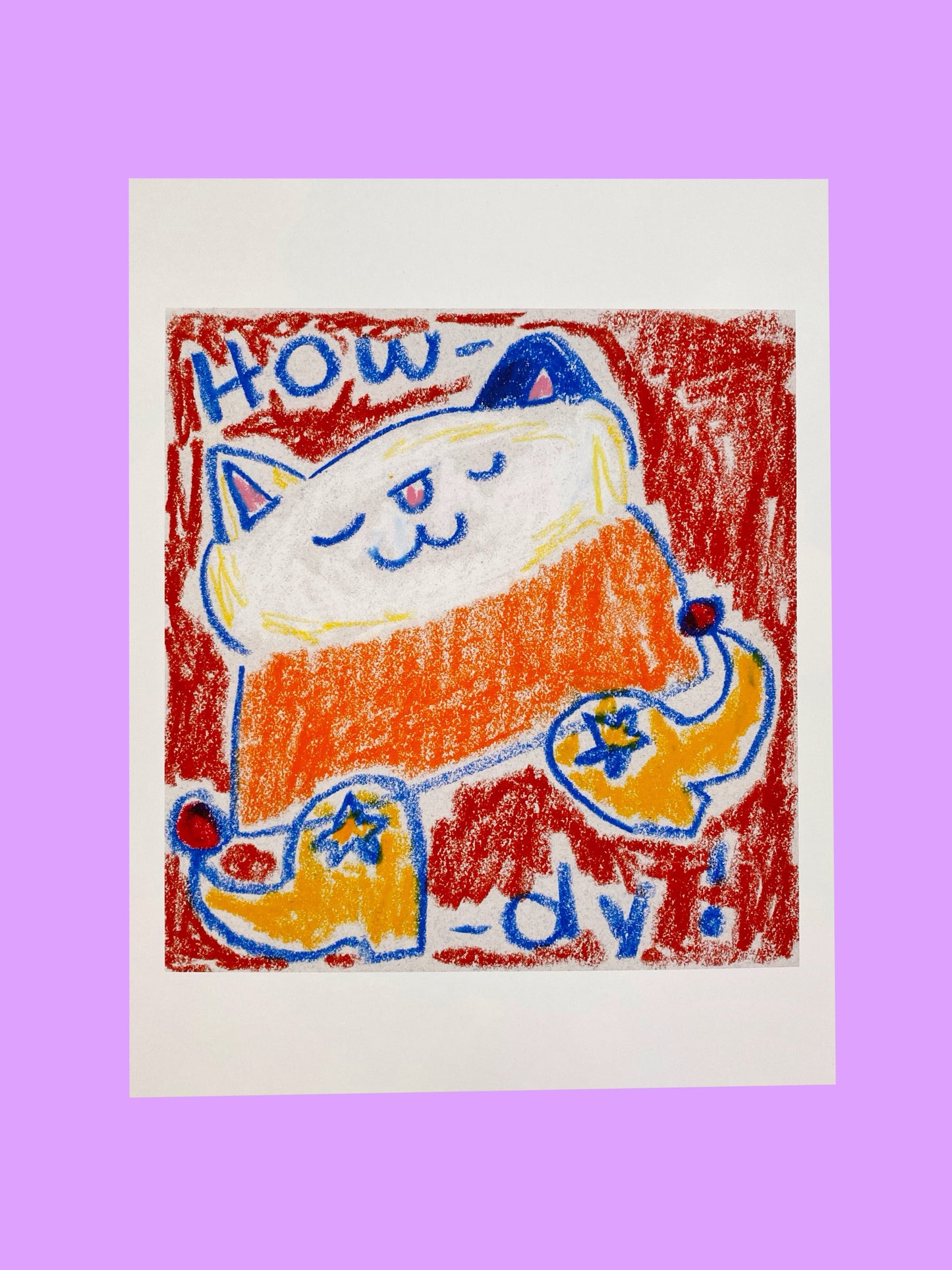 Howdy Cat Art Print | Cute Art Print